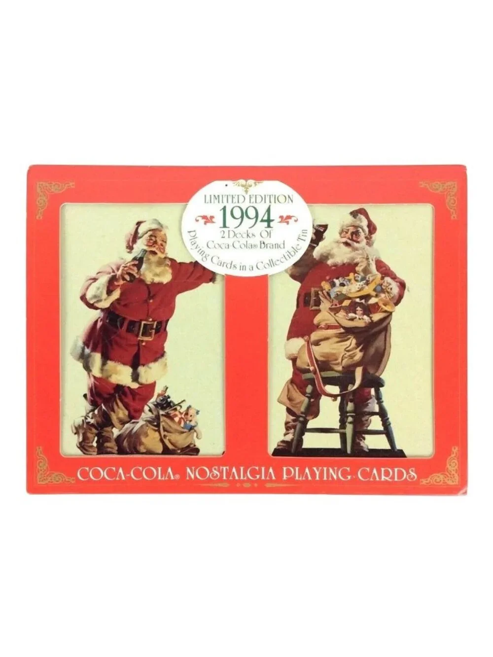 Coca-Cola Santa Claus Ltd Edition 1994 Playing Cards Double Deck Collectible Tin